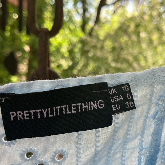 Baby blue eyelet Bustier Blouse with Tie Front - Picture 4 of 7